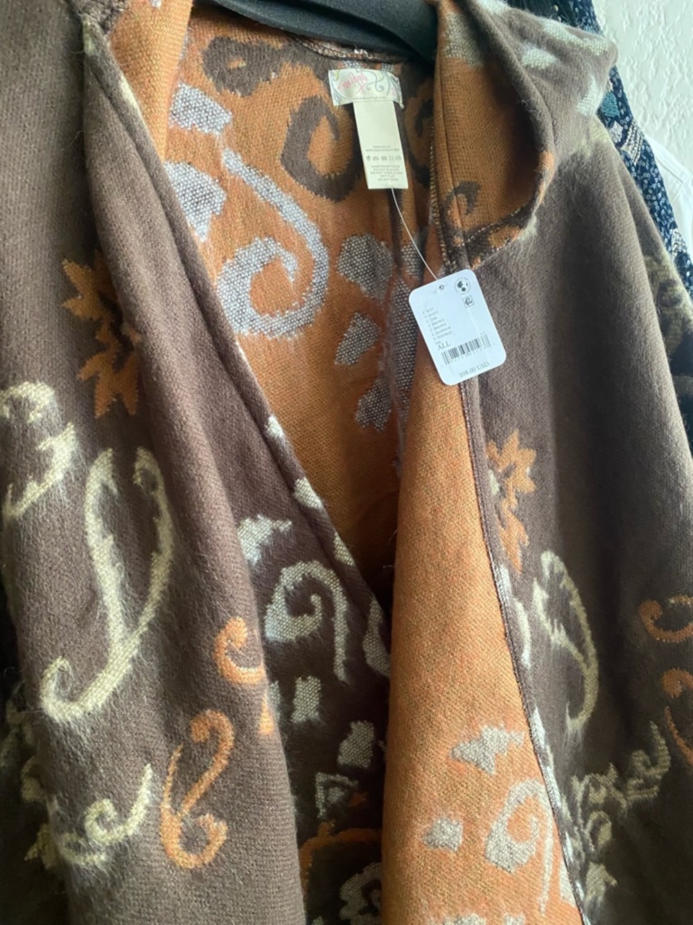 Free People Brown & Tan Hooded Poncho Sweater - Picture 5 of 5